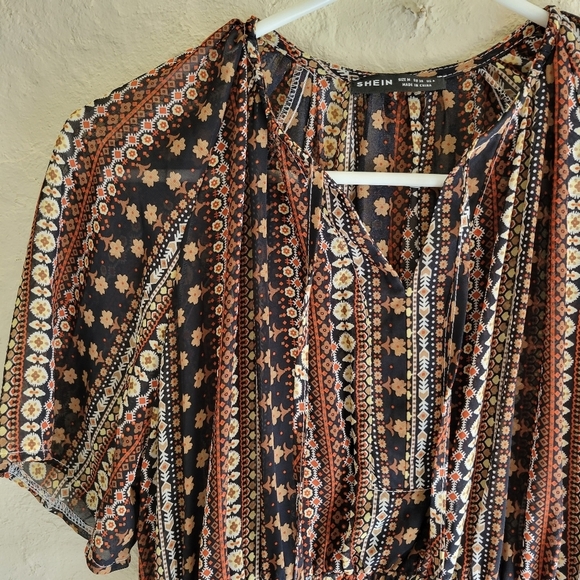 Shein Geo and Striped Print A-Line Dress Tribal Boho - Picture 6 of 11